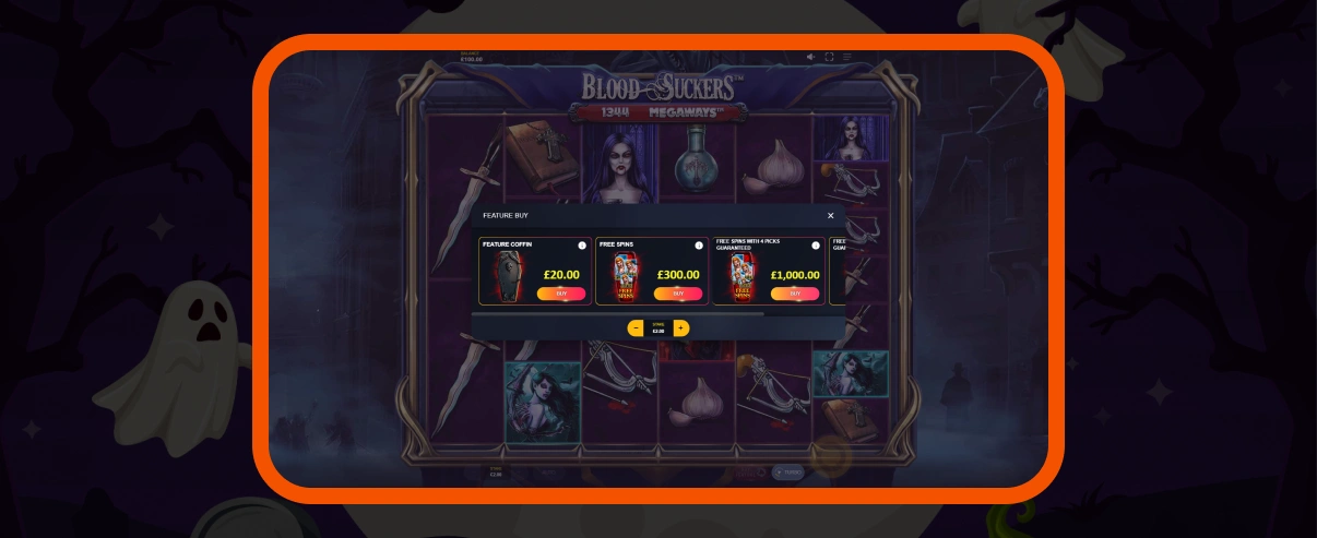 Blood Suckers Megaways Buy Feature.