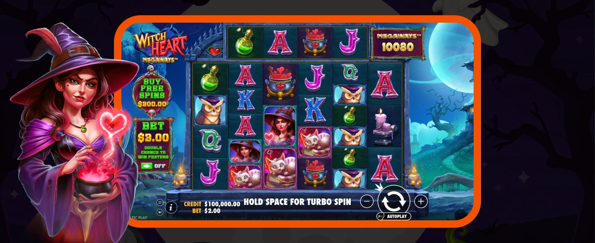 Witch Heart Megaways slot graphics.